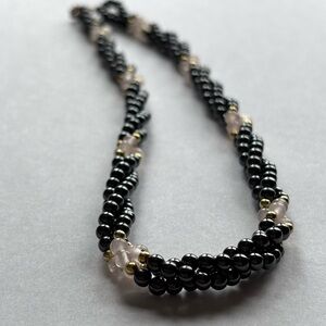 Vintage Mercury & Gold Bead Necklace 17.5” Lobster Clasp